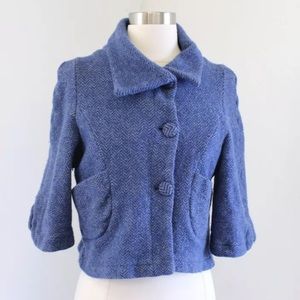 Guinevere Herringbone Cropped Sweater Jacket